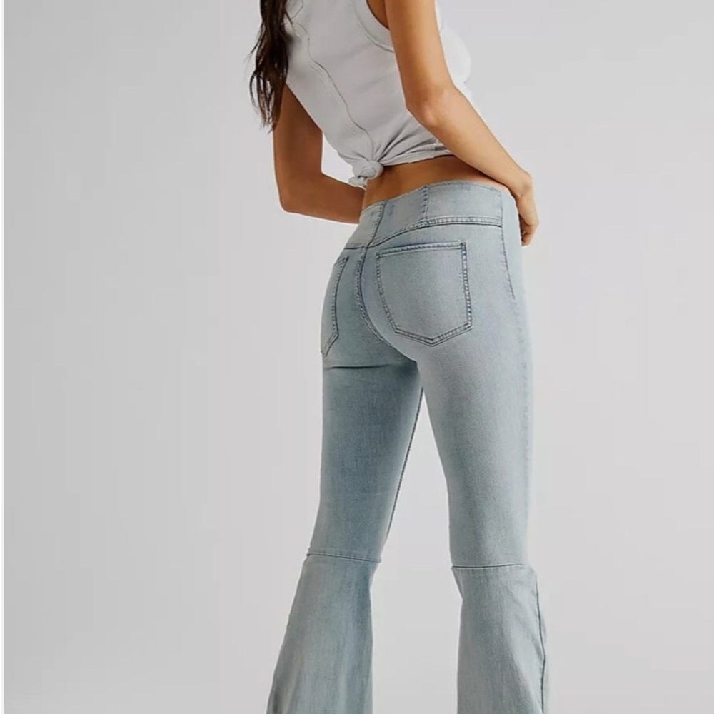 Free People Blue Flare Wide Leg Jeans  (B4) - Picture 2 of 10